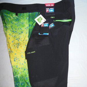 Men Pelagic FX Pro Tactical Fishing Shorts Green Printed Cargo Pockets 36 NWT